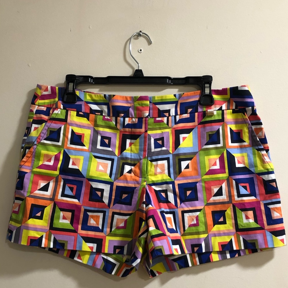 Trina Turk colorful vibrant geometric print shorts. Large